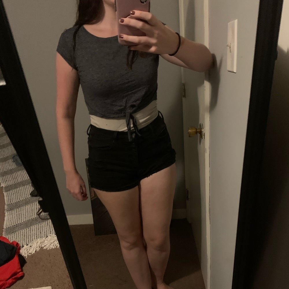 Navy Blue Crop Top with tied front